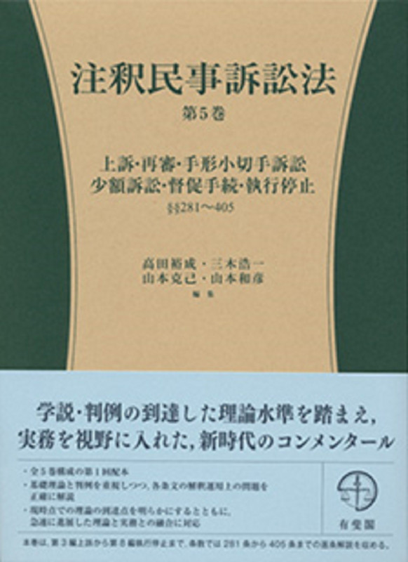 注釈民事訴訟法 上訴・再審・手形小切手訴訟・少額訴訟・督促手続・執行停止 281~405 (第5巻) (有斐閣コンメンタール)